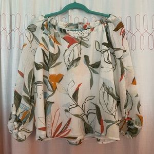 A new day women's floral print chiffon blouse size medium